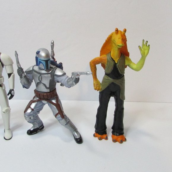 lot Star Wars figures Vader Fett Greivous Jar Jar Yoda C3 R2 Wicket Chewy droids - Picture 7 of 12